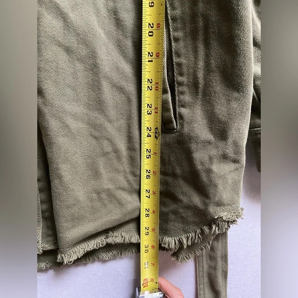 Zara frayed hem shirt belted button oversized jacket Sz S - Picture 7 of 10